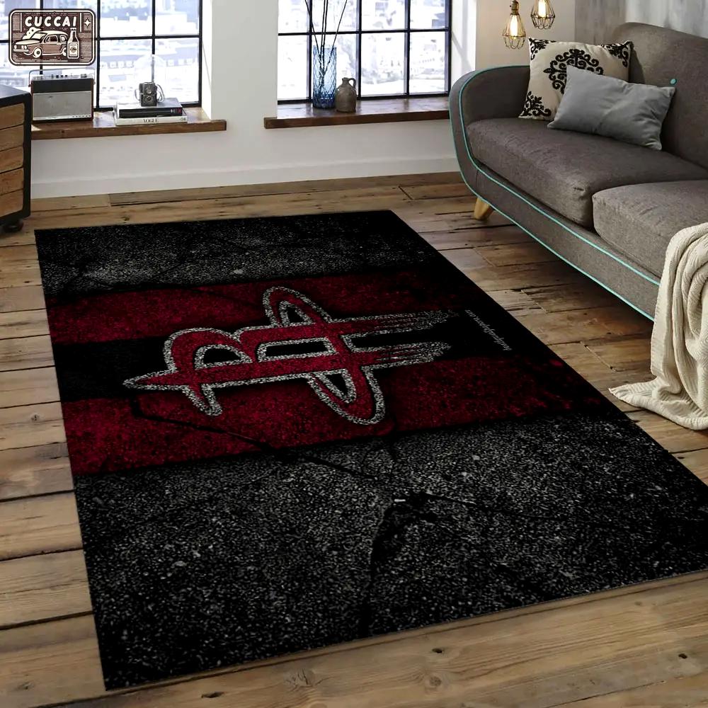 Nba houston rockets basketball legend team logo rectangle area hr02 Rectangle Rug