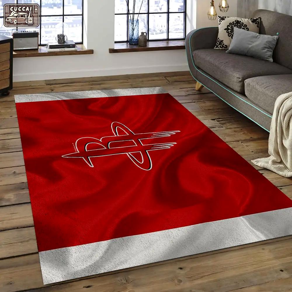 Nba houston rockets basketball legend team logo rectangle area hr12 Rectangle Rug