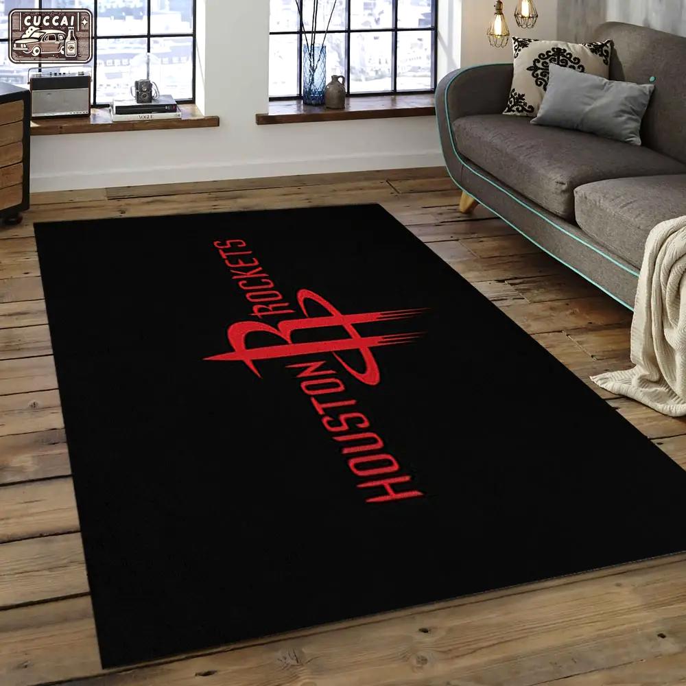 Nba houston rockets basketball legend team logo rectangle area hr14 Rectangle Rug