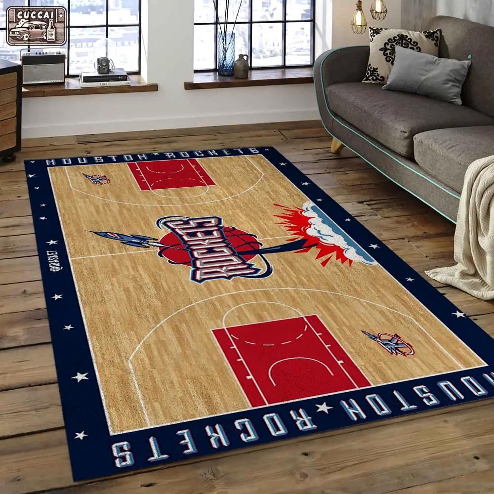 Nba houston rockets basketball legend team logo rectangle area hr22 Rectangle Rug
