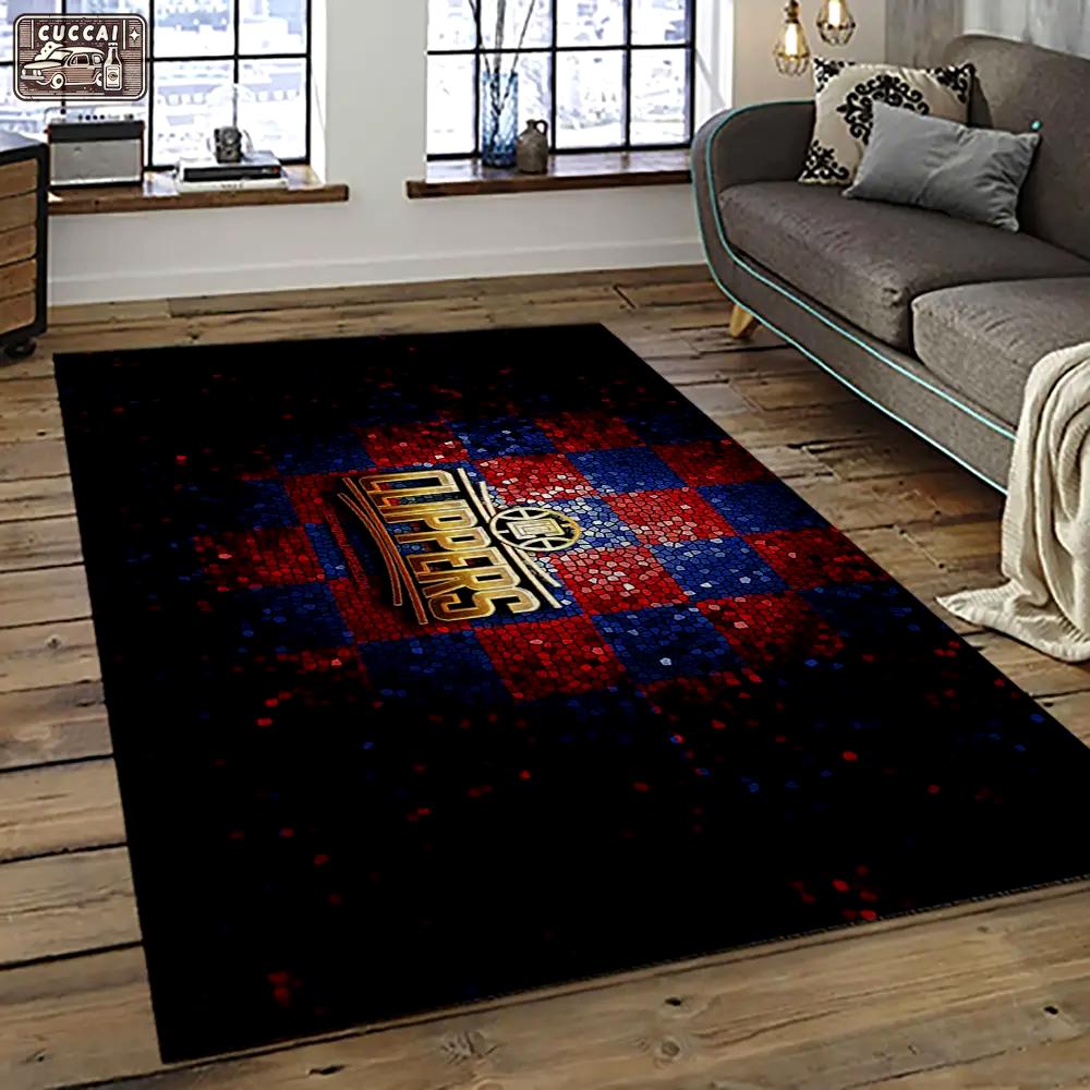 Nba los angeles clippers basketball team logo sport carpet rectangle area rug for living room lac39 Rectangle Rug
