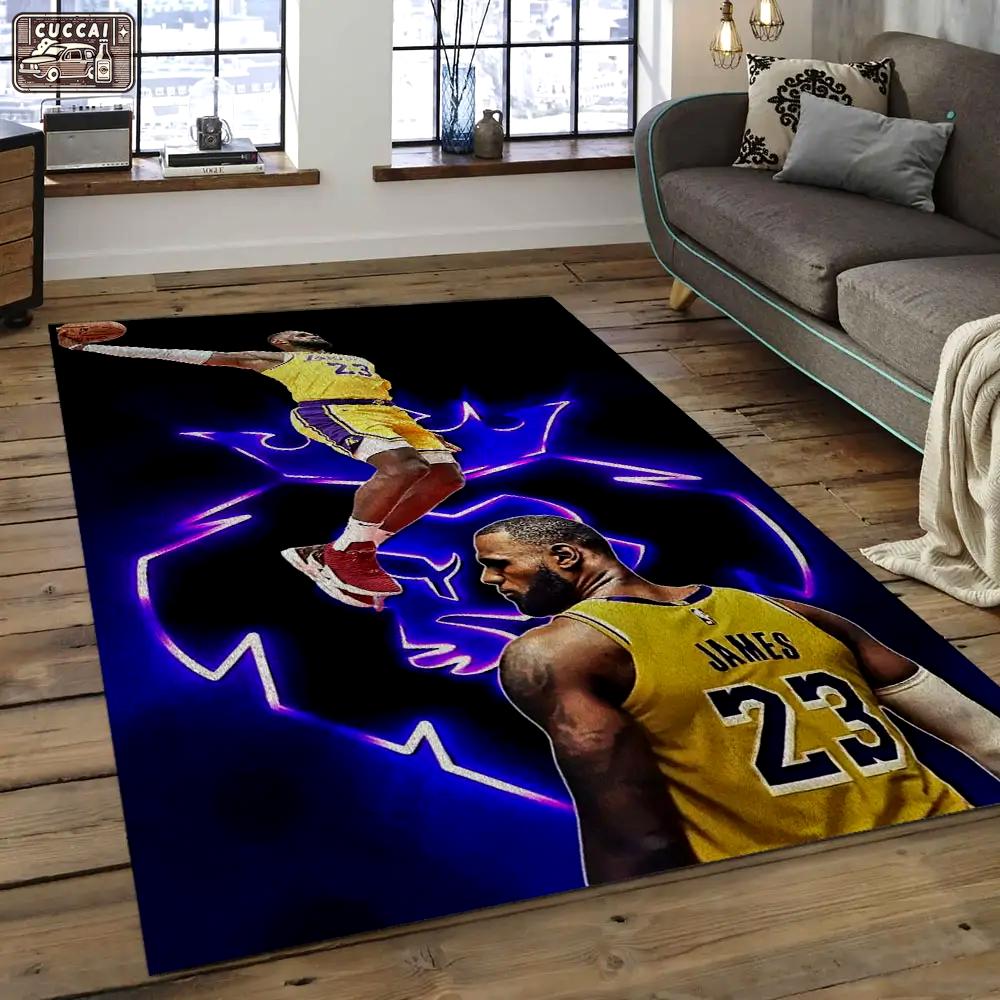 Nba los angeles lakers basketball legend team logo rectangle area lal03 Rectangle Rug