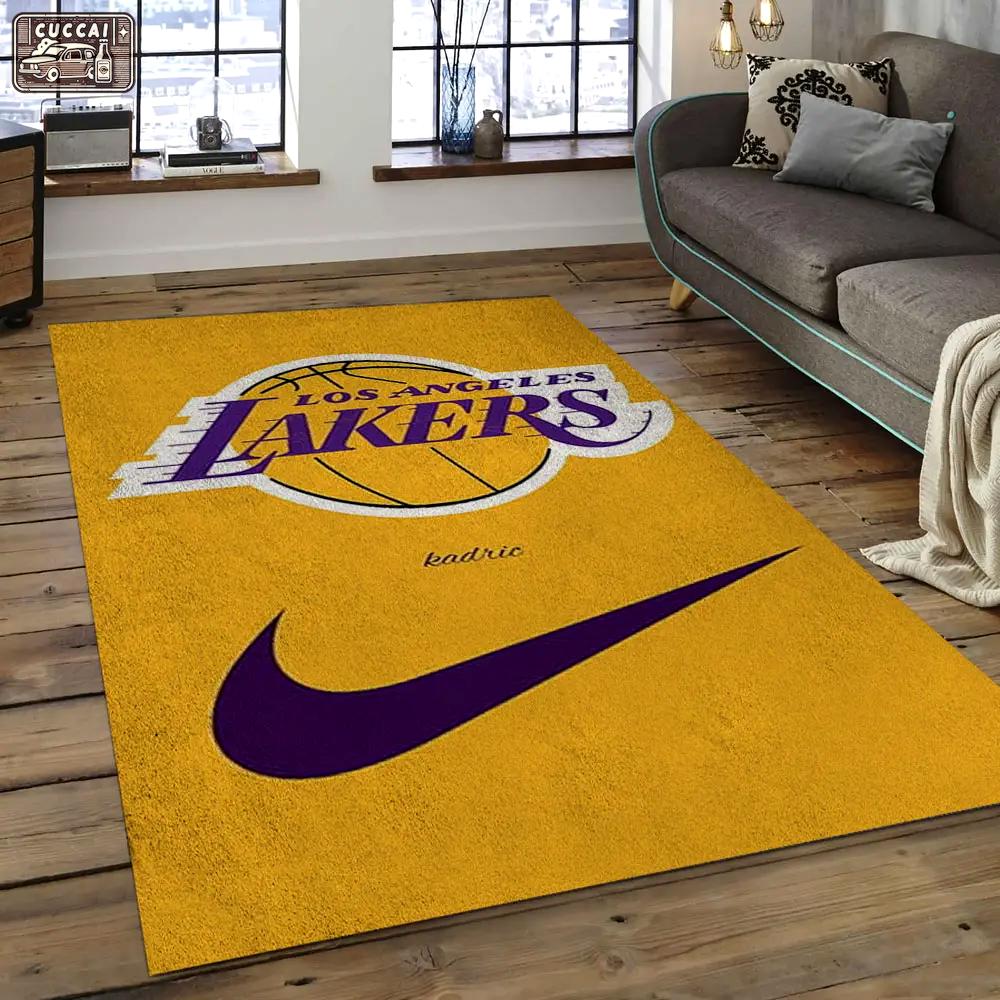 Nba los angeles lakers basketball legend team logo rectangle area lal05 Rectangle Rug