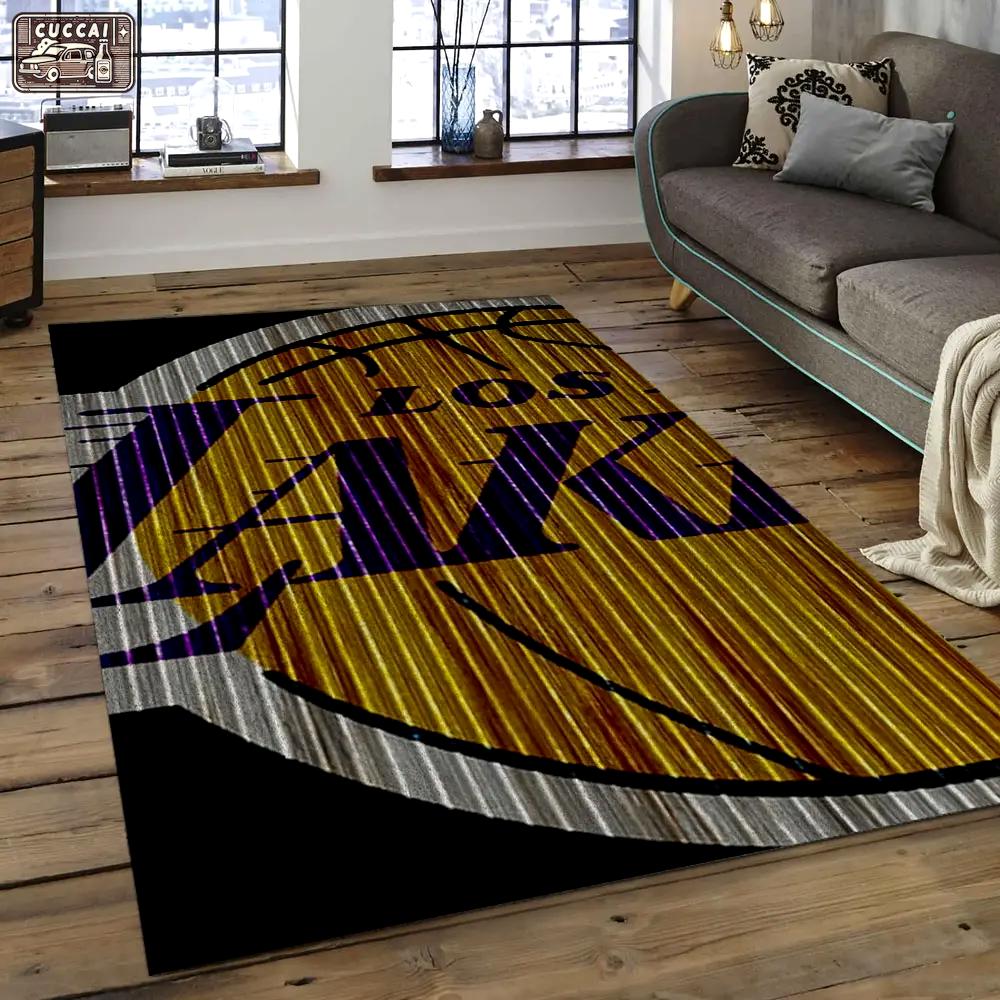 Nba los angeles lakers basketball legend team logo rectangle area lal47 Rectangle Rug
