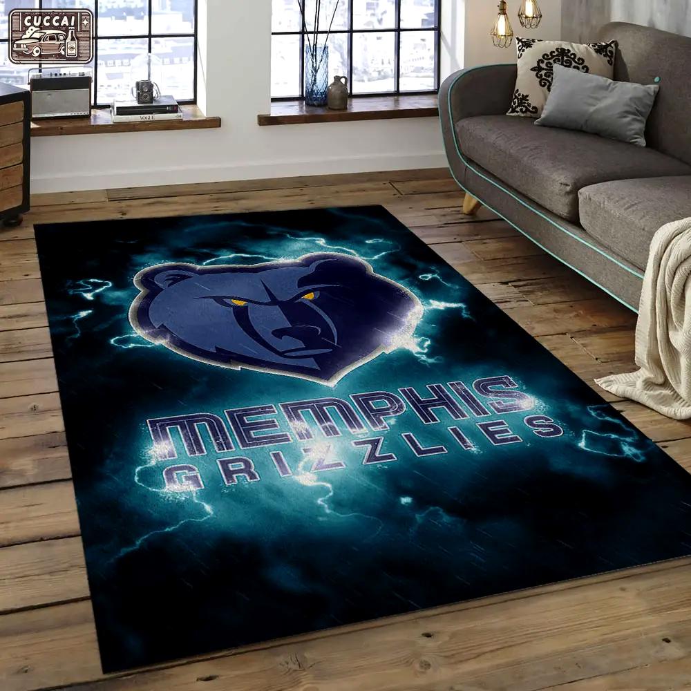 Nba memphis grizzlies basketball legend team logo rectangle area mg34 Rectangle Rug