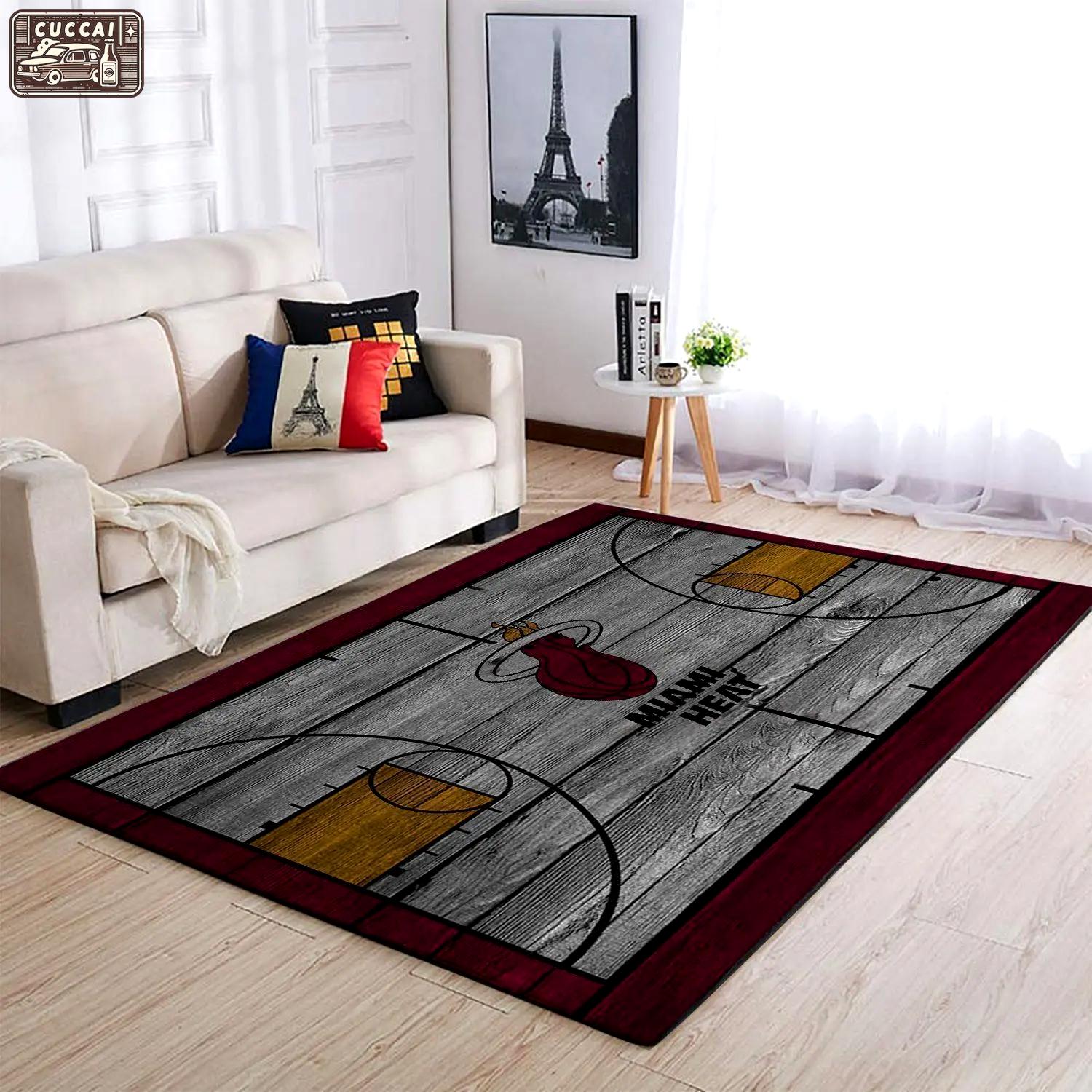Nba miami heat basketball area rug living room rug team logo carpet v1790 Rectangle Rug