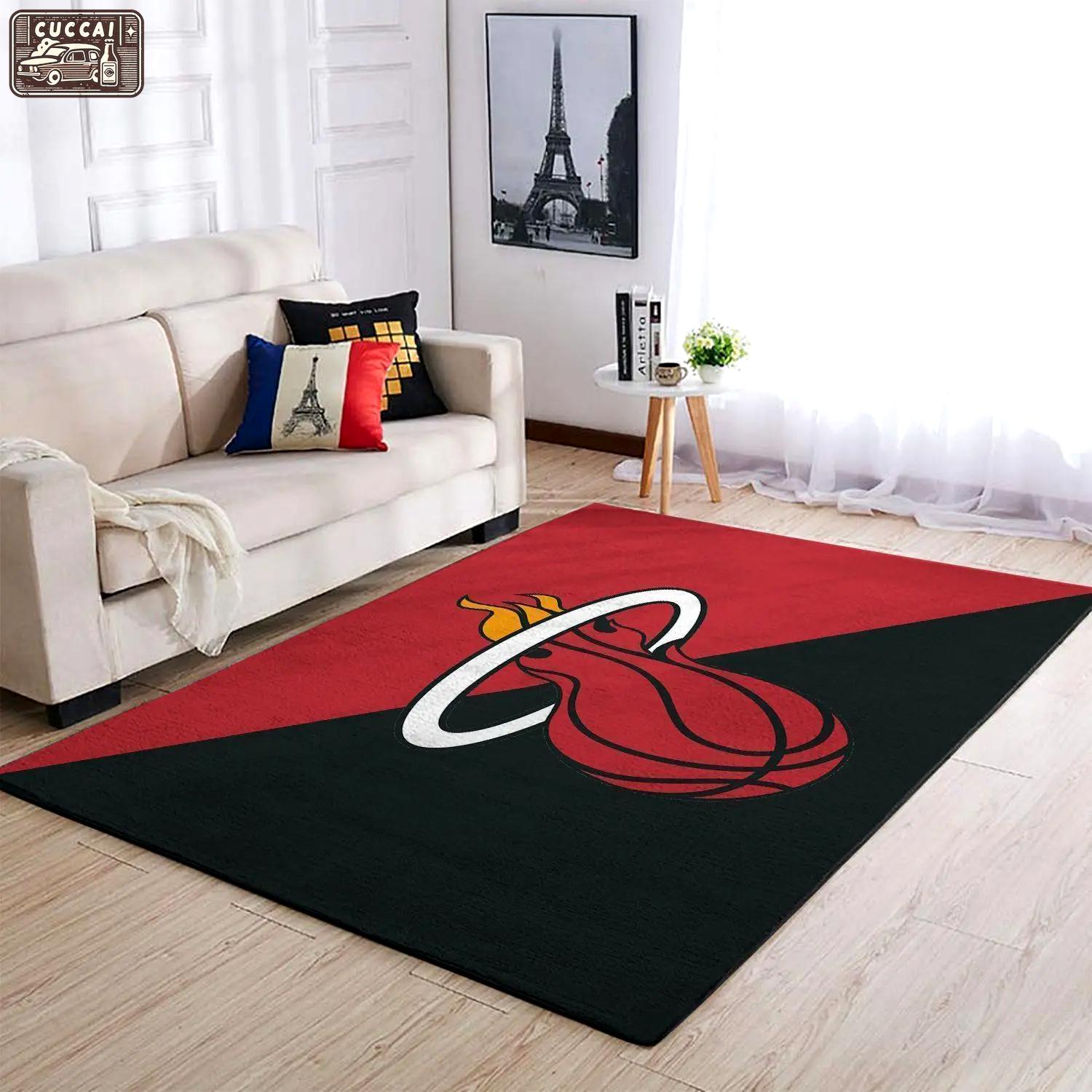 Nba miami heat basketball area rug living room rug team logo carpet v1794 Rectangle Rug