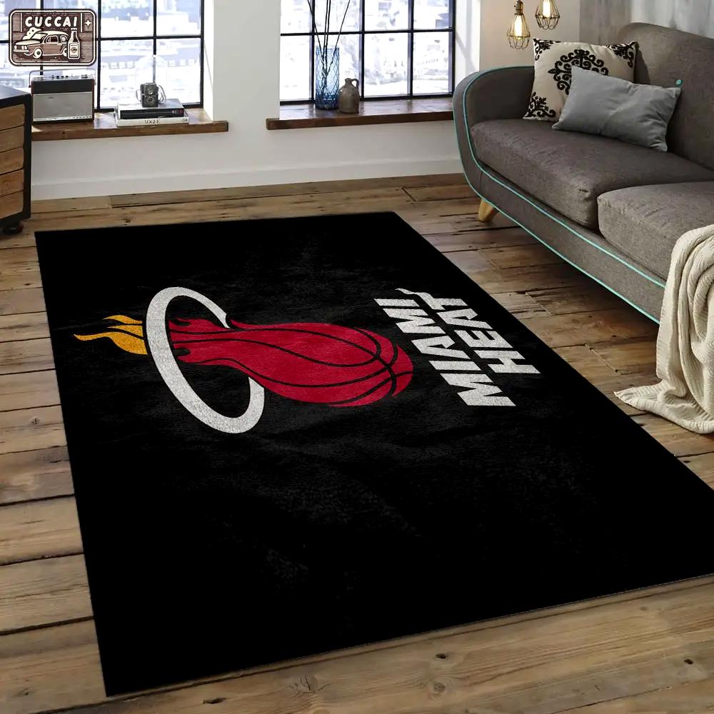 Nba miami heat basketball legend team logo rectangle area mh22 Rectangle Rug