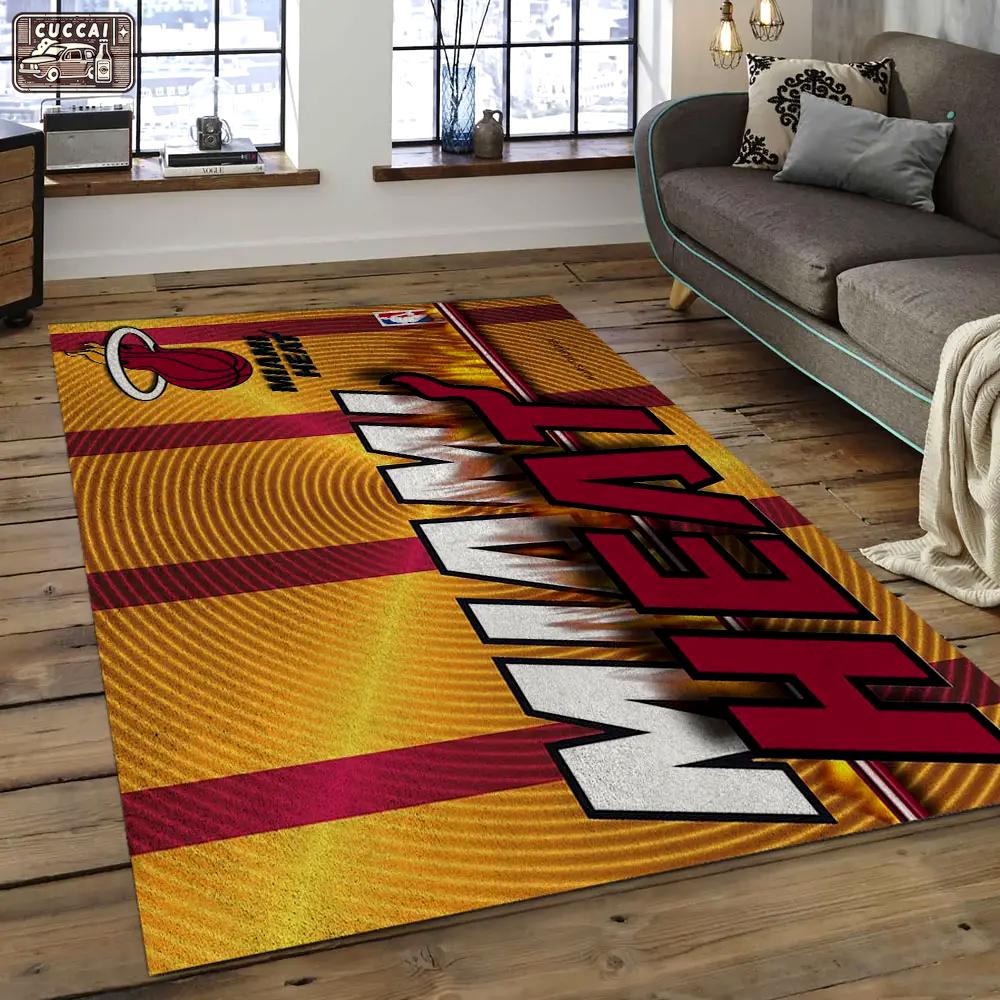 Nba miami heat basketball legend team logo rectangle area mh44 Rectangle Rug