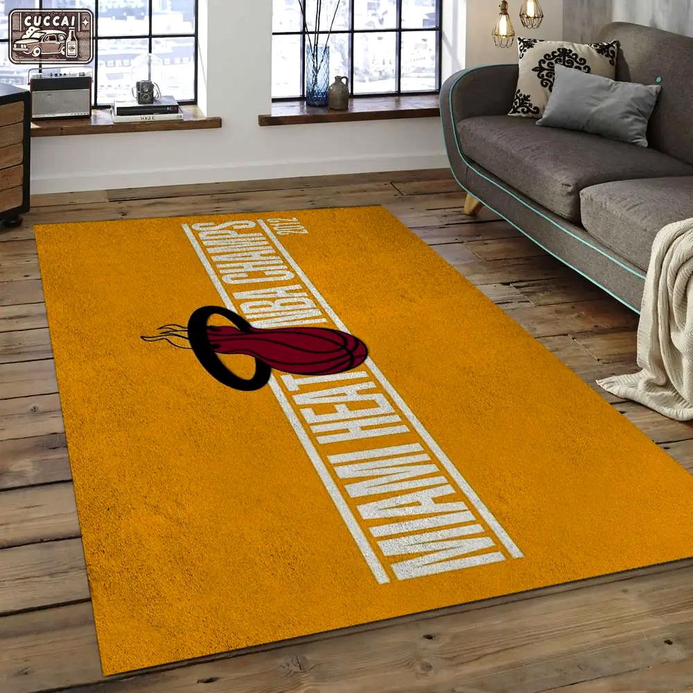 Nba miami heat basketball legend team logo rectangle area mh48 Rectangle Rug