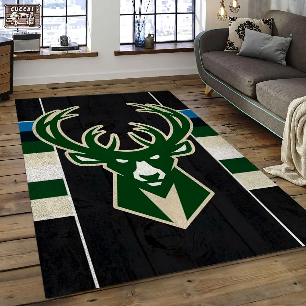 Nba milwaukee bucks basketball legend team logo rectangle area mbs15 Rectangle Rug