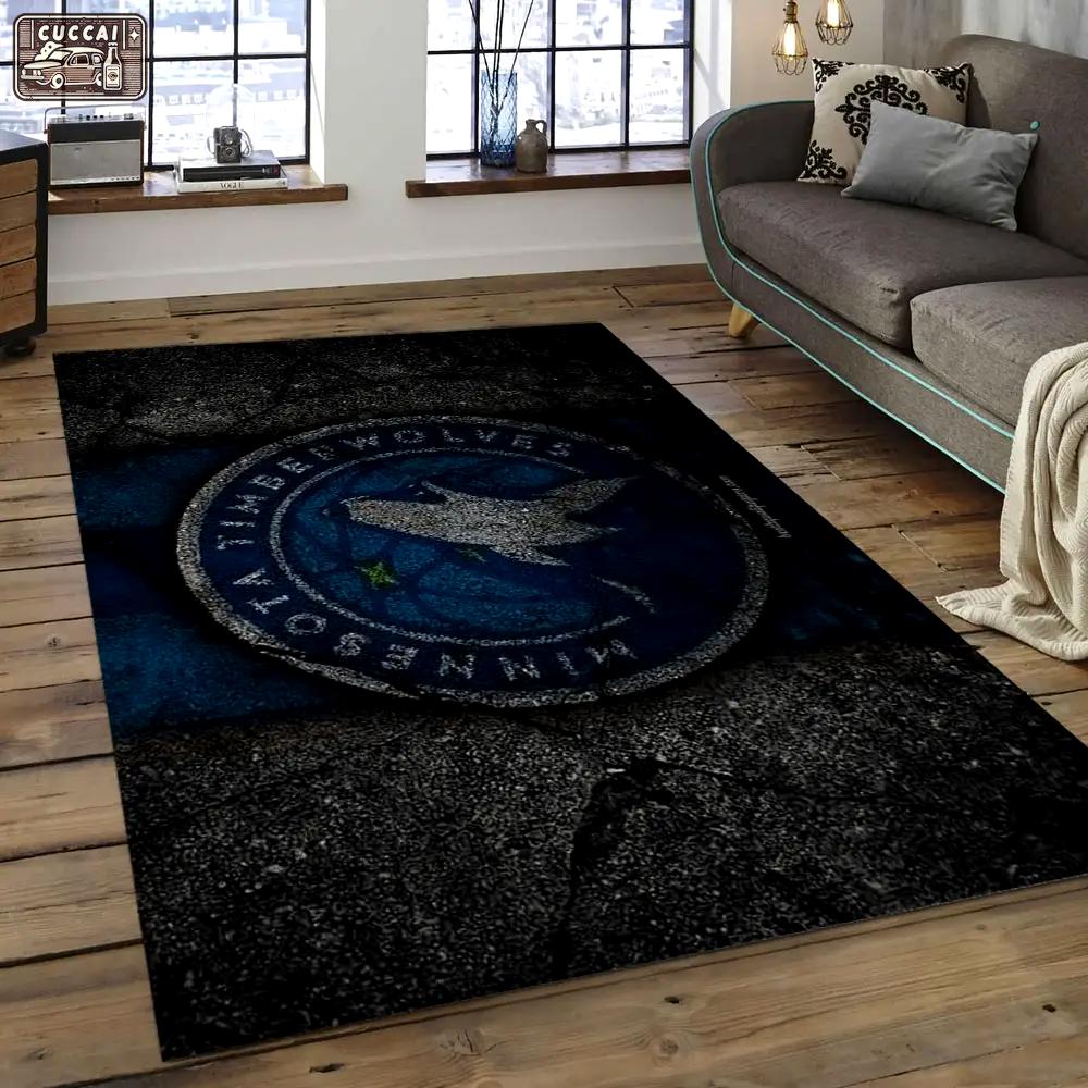 Nba minnesota timberwolves basketball legend team logo rectangle area mt10 Rectangle Rug
