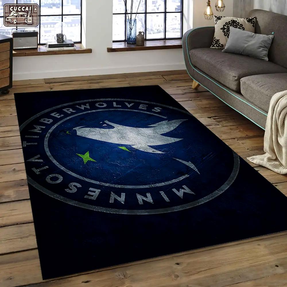 Nba minnesota timberwolves basketball legend team logo rectangle area mt12 Rectangle Rug