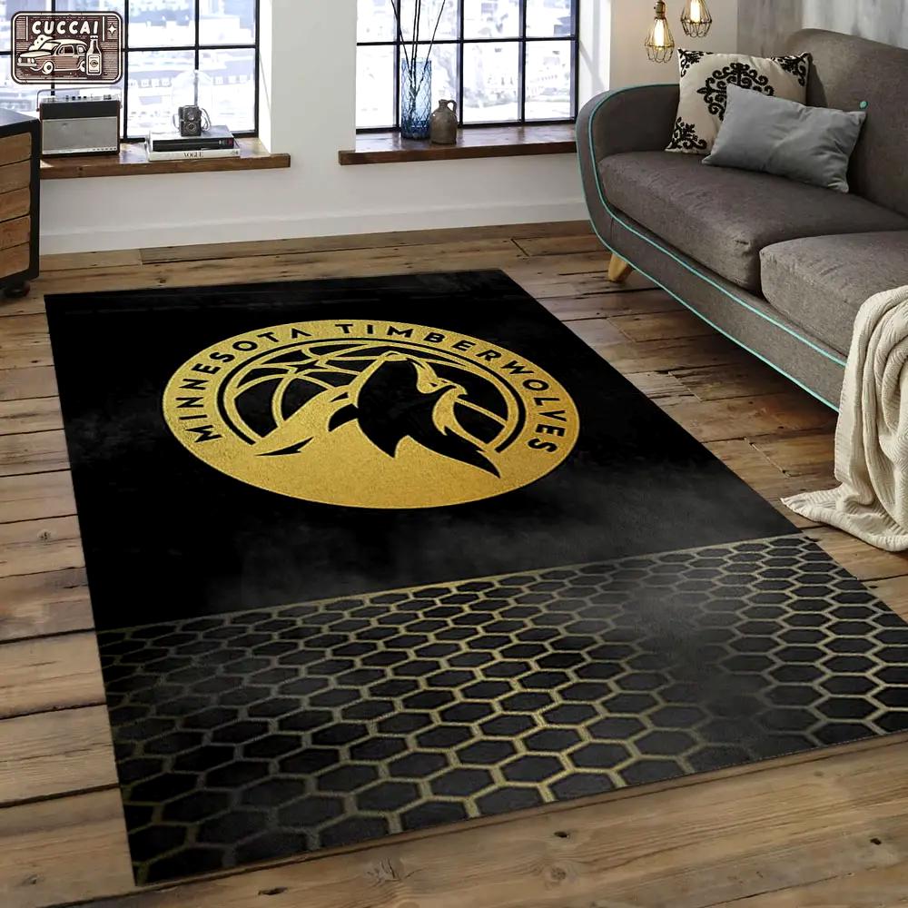 Nba minnesota timberwolves basketball legend team logo rectangle area mt25 Rectangle Rug