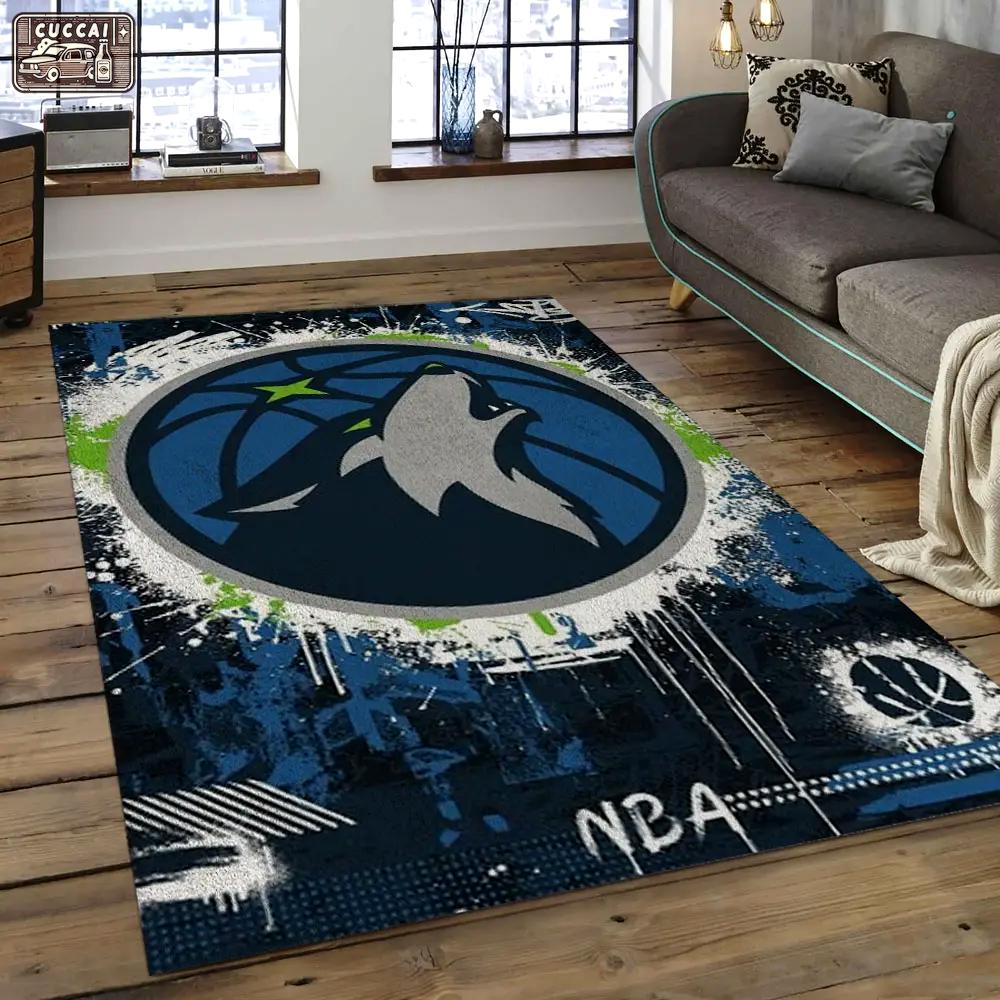 Nba minnesota timberwolves basketball legend team logo rectangle area mt32 Rectangle Rug
