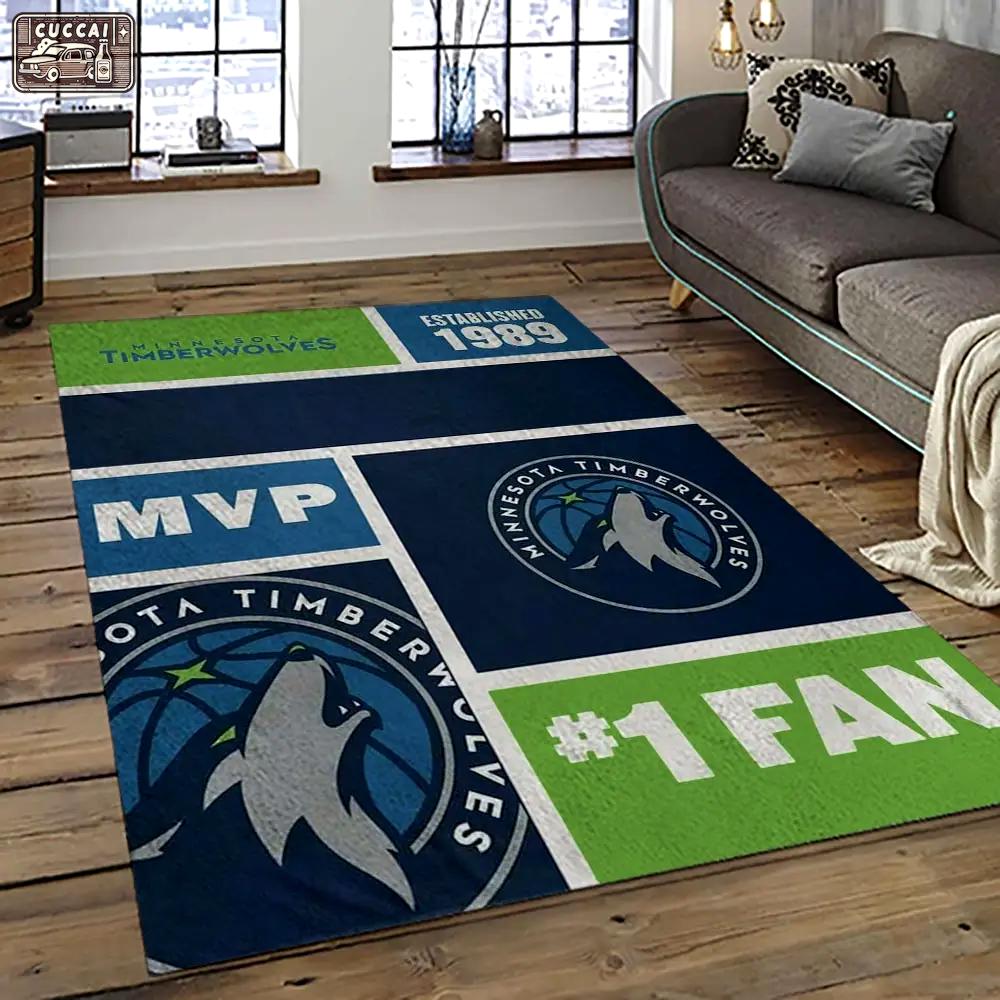 Nba minnesota timberwolves basketball team logo sport carpet area rug home decor best gift for friends mt60 Rectangle Rug