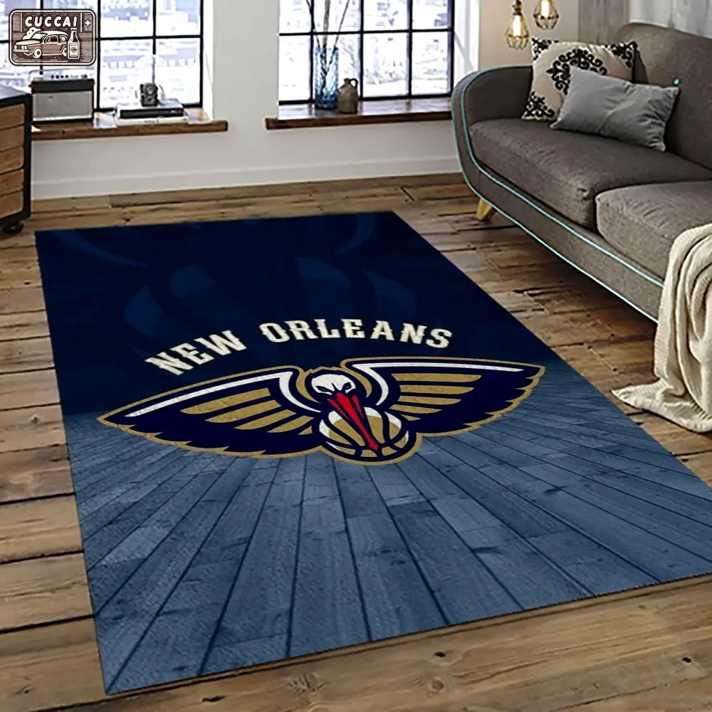 Nba new orleans pelicans basketball team logo sport carpet rectangle area rug for living room nop12 Rectangle Rug