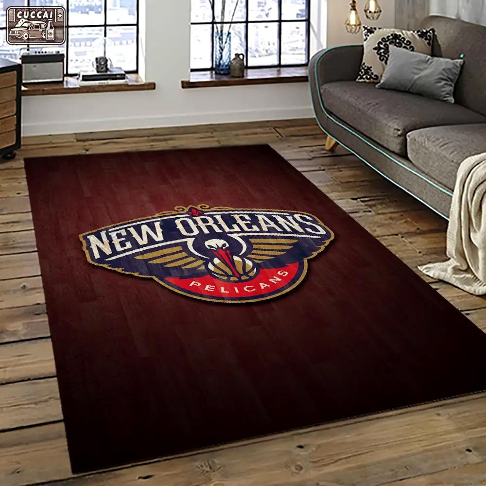 Nba new orleans pelicans basketball team logo sport carpet rectangle area rug for living room nop21 Rectangle Rug