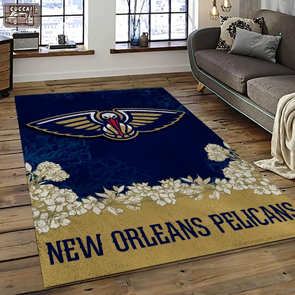 Nba new orleans pelicans basketball team logo sport carpet rectangle area rug for living room nop7 Rectangle Rug