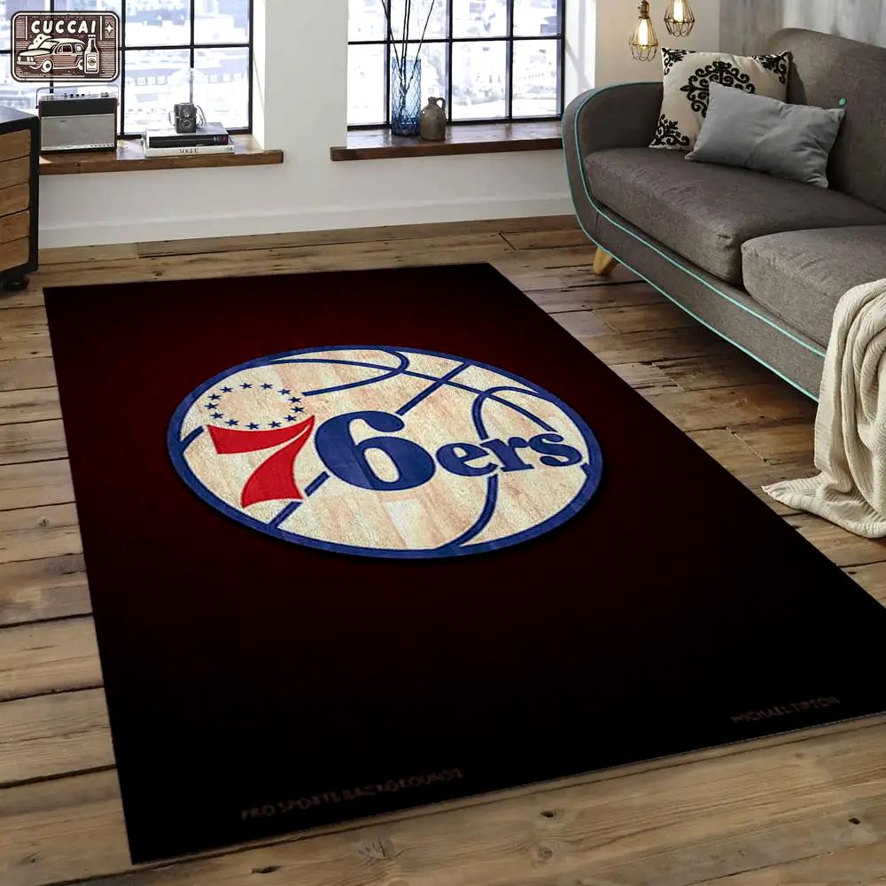 Nba philadelphia 76ers basketball legend team logo rectangle area p7636 Rectangle Rug