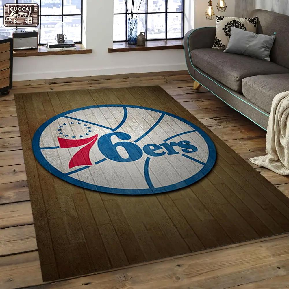 Nba philadelphia 76ers basketball legend team logo rectangle area p7638 Rectangle Rug