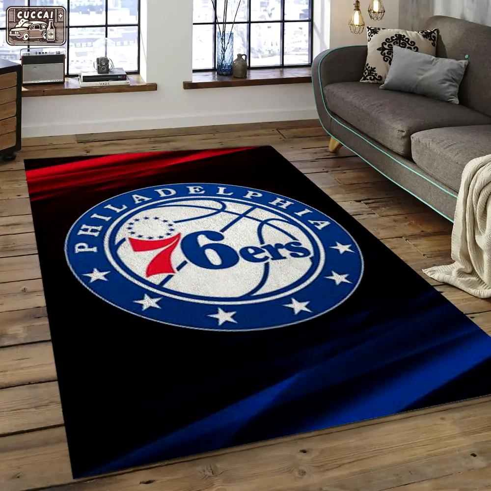 Nba philadelphia 76ers basketball legend team logo rectangle area p7642 Rectangle Rug