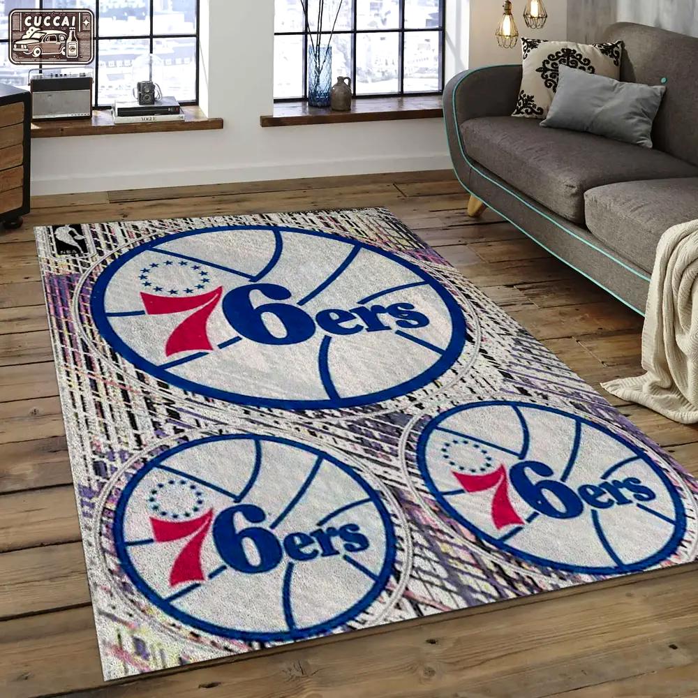Nba philadelphia 76ers basketball legend team logo rectangle area p7654 Rectangle Rug