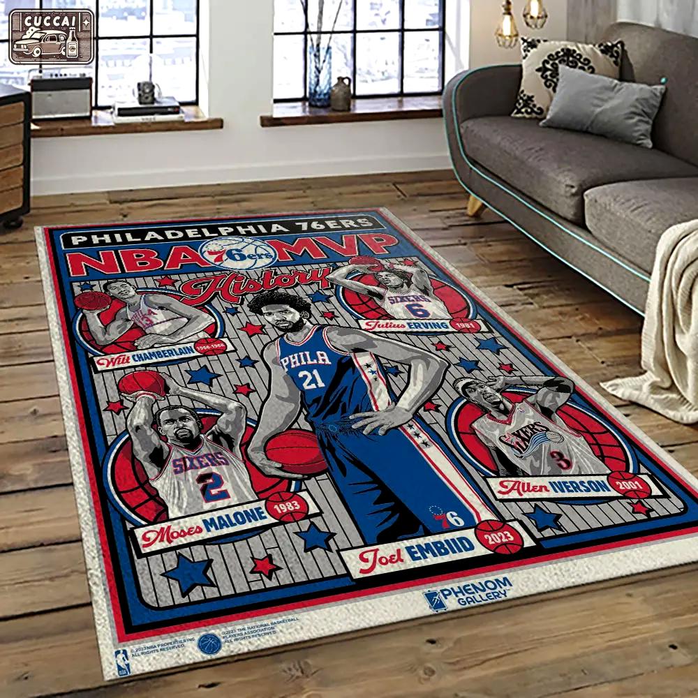 Nba philadelphia 76ers basketball team logo sport carpet area rug home decor best gift for friends p7662 Rectangle Rug