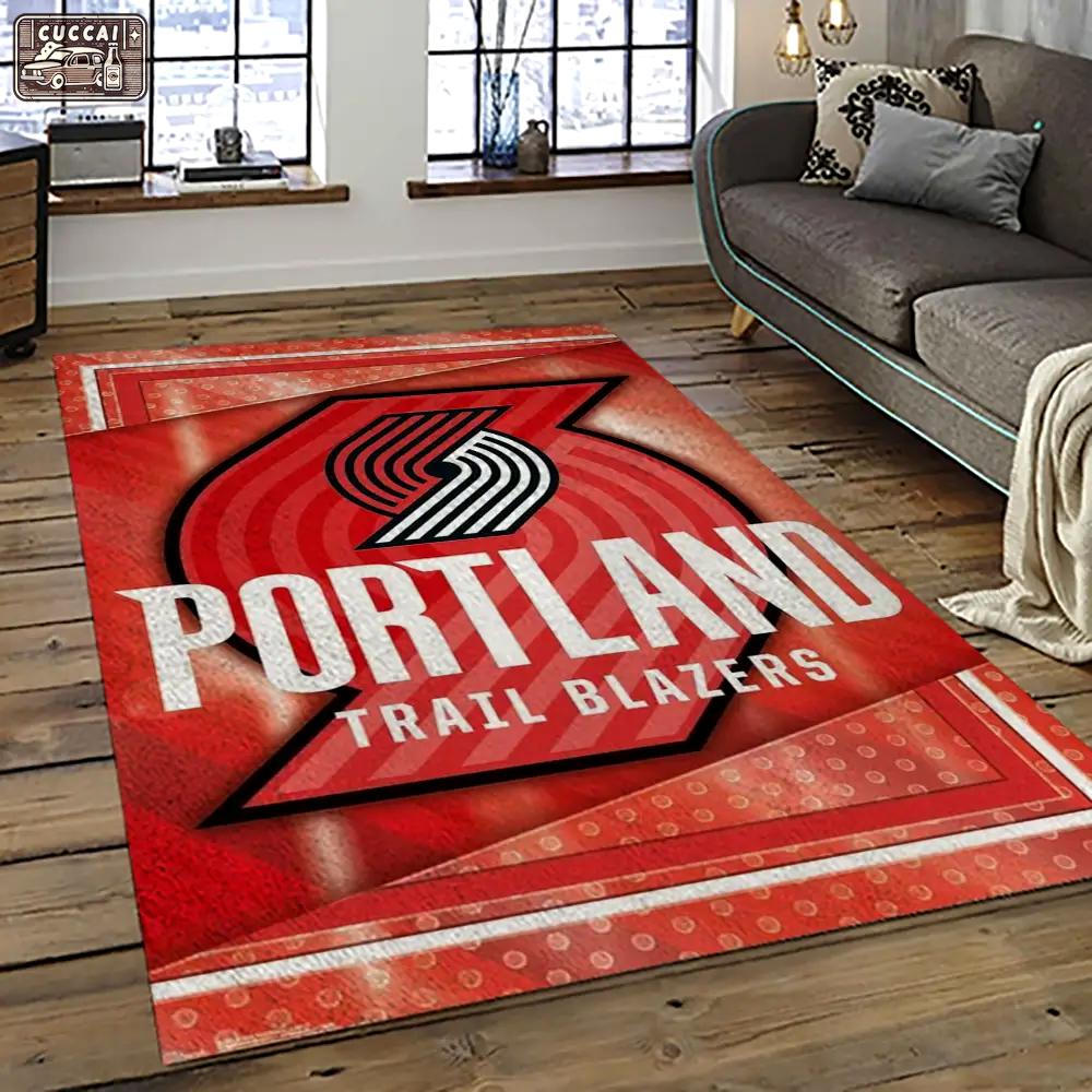Nba portland trail blazers basketball team logo sport carpet rectangle area rug for living room ptb10 Rectangle Rug
