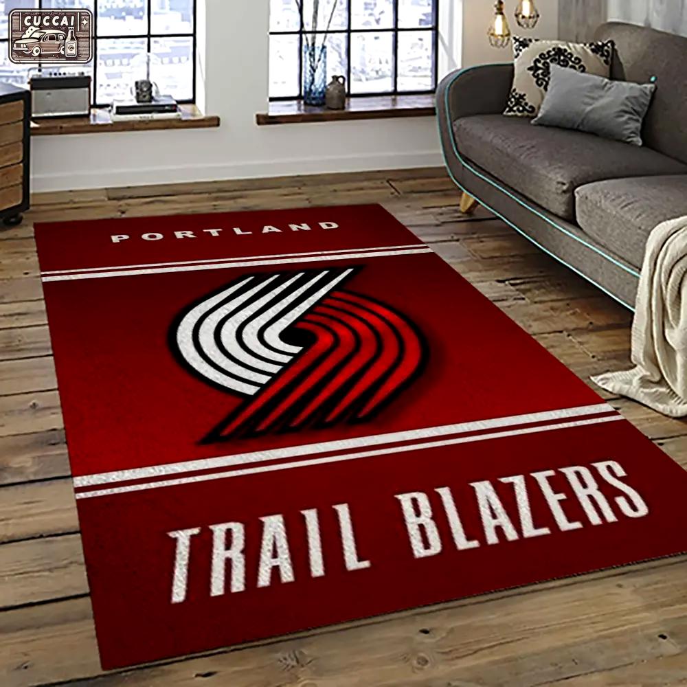 Nba portland trail blazers basketball team logo sport carpet rectangle area rug for living room ptb14 Rectangle Rug