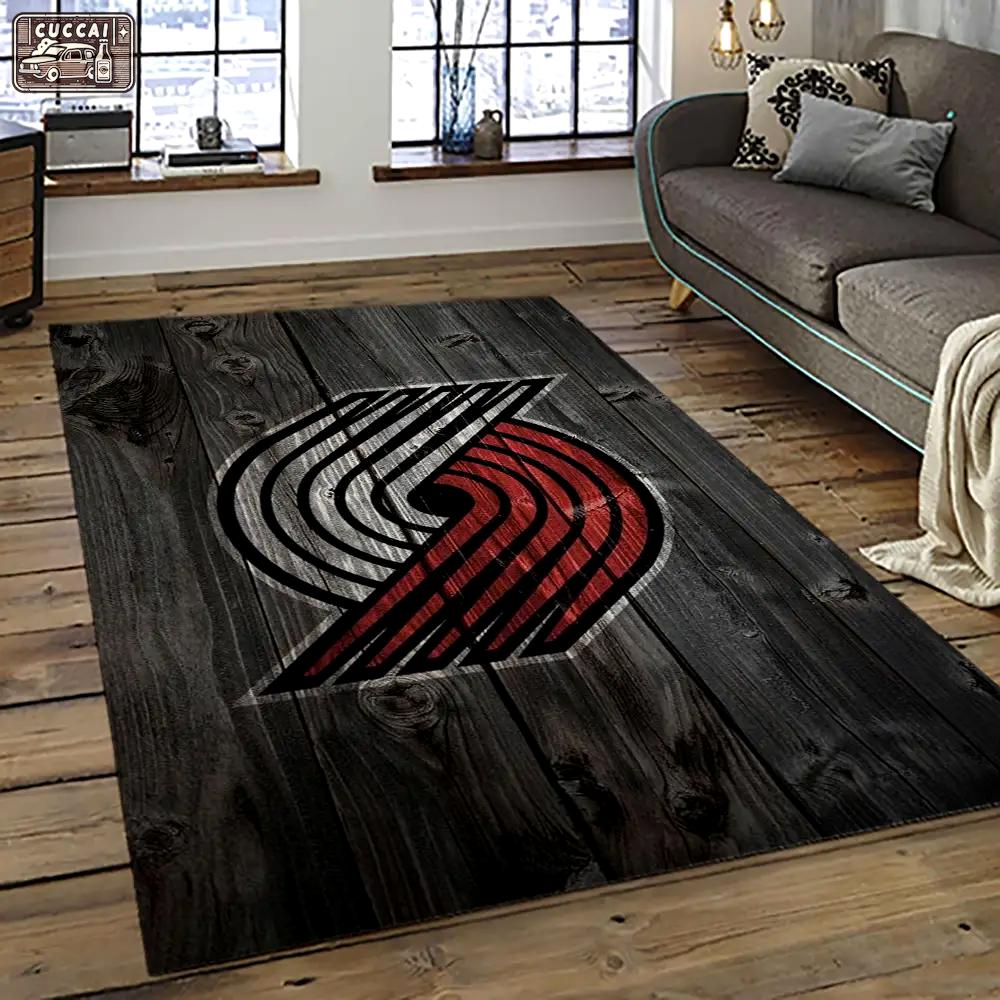 Nba portland trail blazers basketball team logo sport carpet rectangle area rug for living room ptb15 Rectangle Rug
