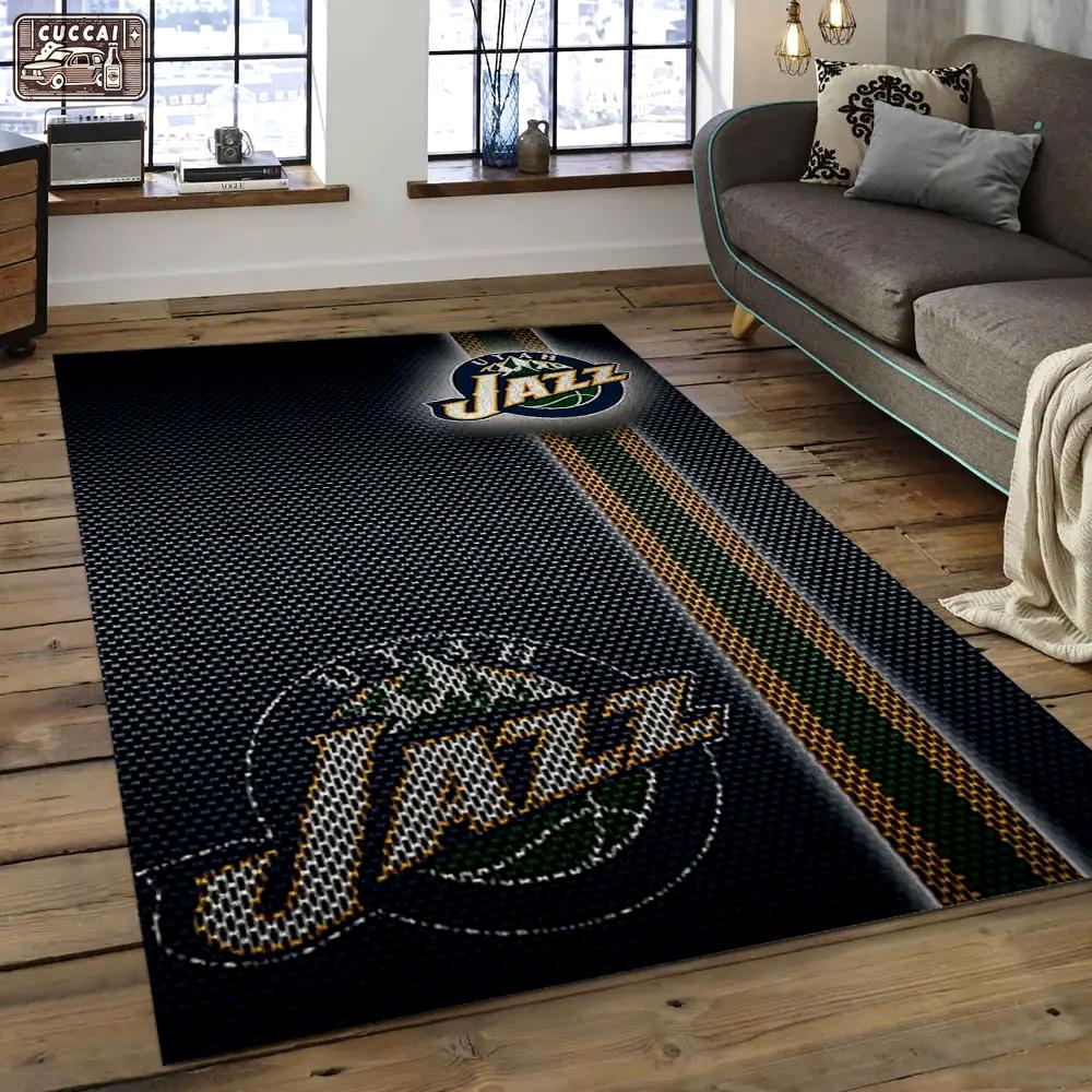 Nba utah jazz basketball legend team logo rectangle area uj03 Rectangle Rug
