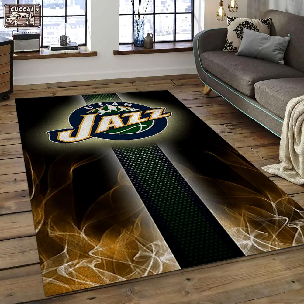 Nba utah jazz basketball legend team logo rectangle area uj04 Rectangle Rug