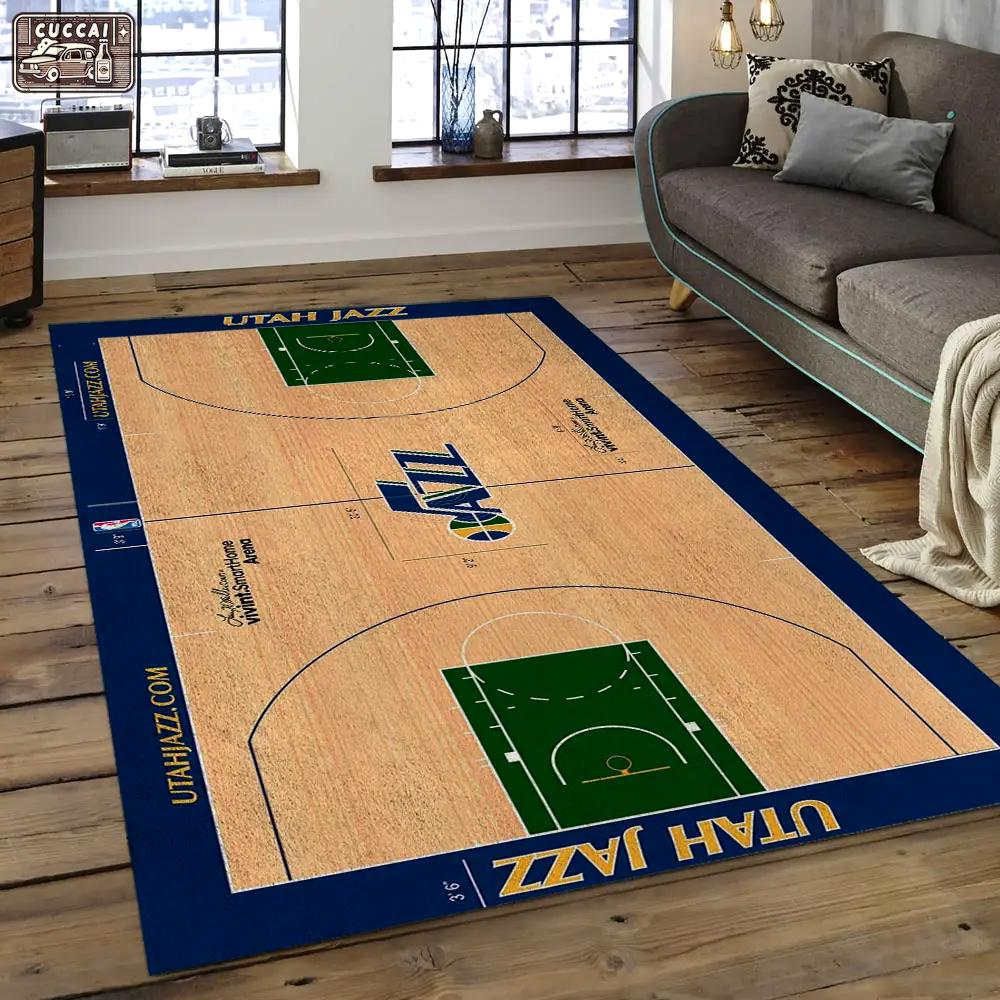Nba utah jazz basketball legend team logo rectangle area uj18 Rectangle Rug