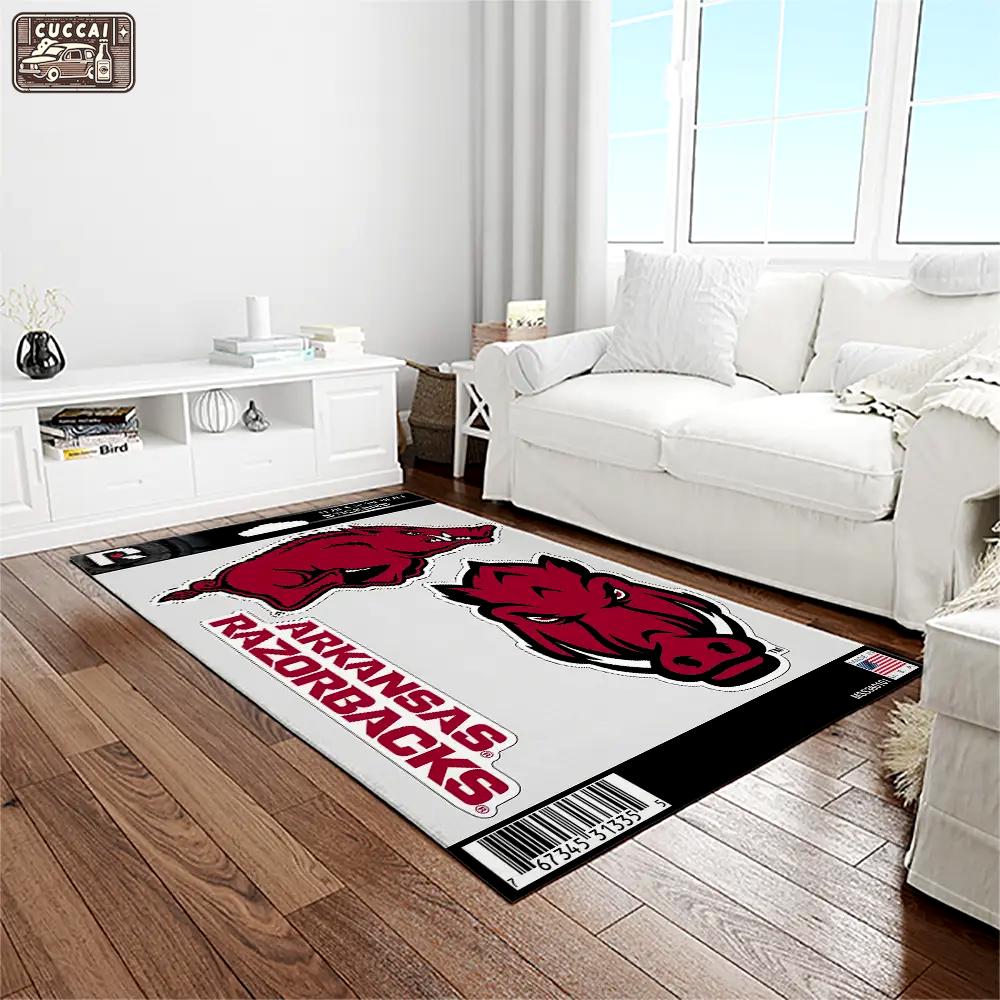 Ncaa arkansas razorbacks college sport basketball and foolball team logo rectangle area rug ar35 Rectangle Rug