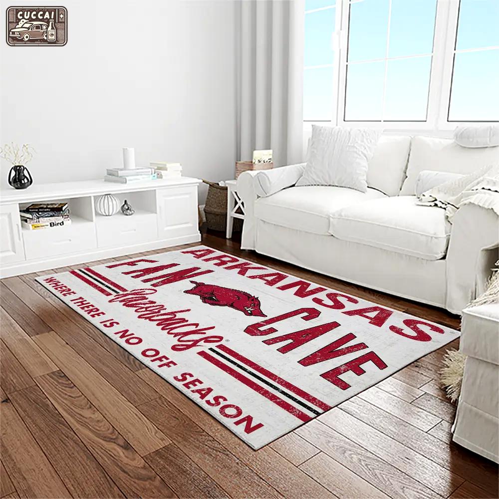 Ncaa arkansas razorbacks college sport basketball and foolball team logo rectangle area rug ar38 Rectangle Rug