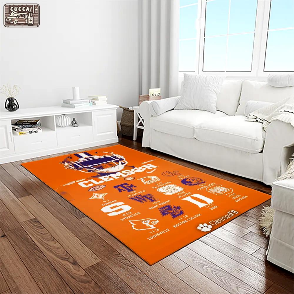 Ncaa clemson tigers college sport basketball and foolball team logo rectangle area rug ct04 Rectangle Rug