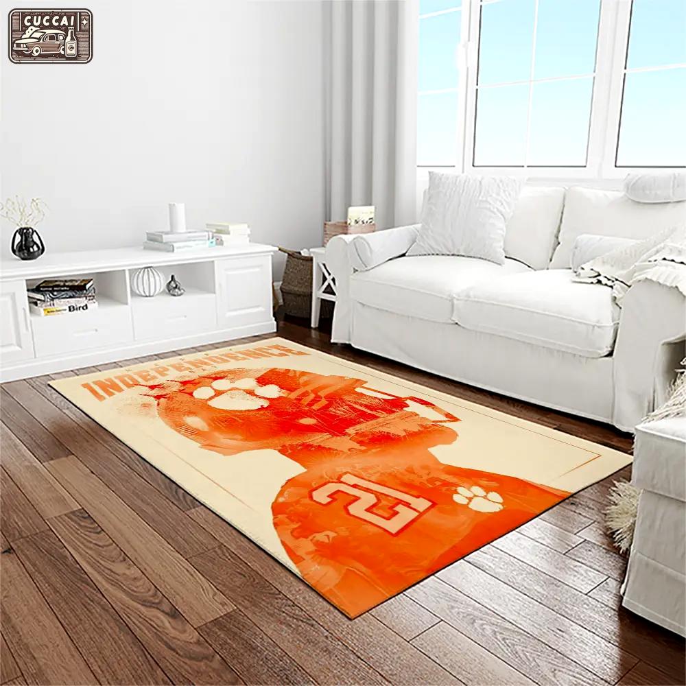 Ncaa clemson tigers college sport basketball and foolball team logo rectangle area rug ct05 Rectangle Rug
