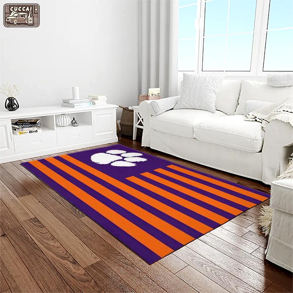 Ncaa clemson tigers college sport basketball and foolball team logo rectangle area rug ct28 Rectangle Rug