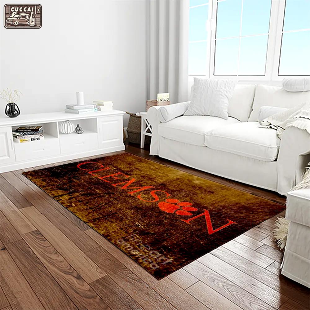 Ncaa clemson tigers college sport basketball and foolball team logo rectangle area rug ct32 Rectangle Rug