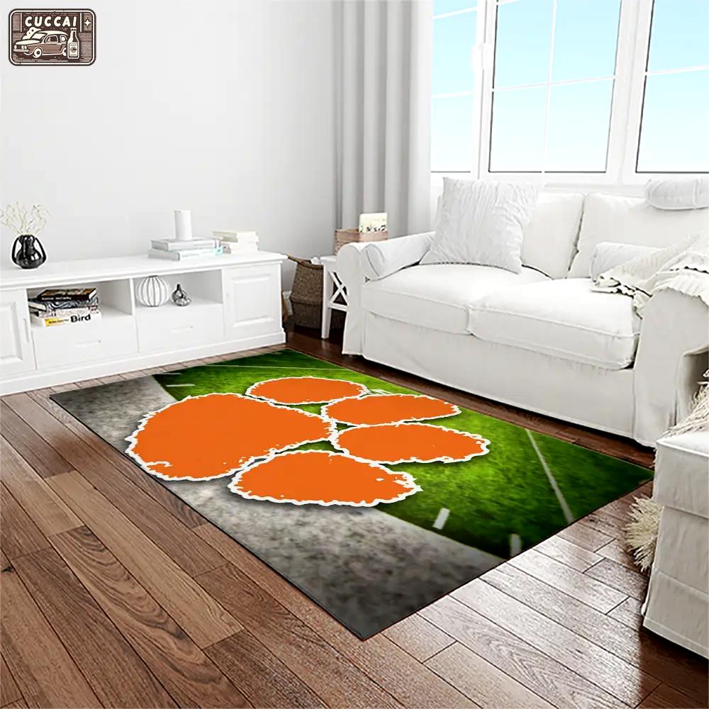 Ncaa clemson tigers college sport basketball and foolball team logo rectangle area rug ct45 Rectangle Rug