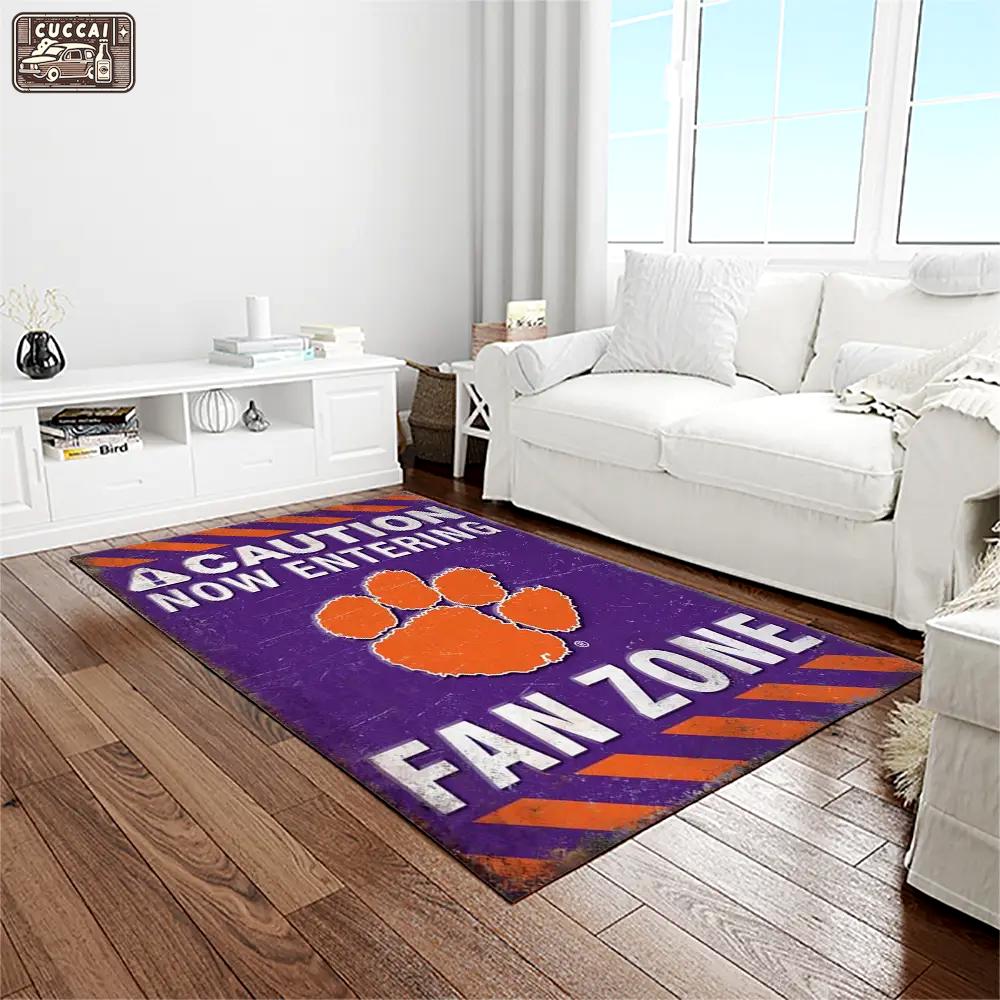 Ncaa clemson tigers college sport basketball and foolball team logo rectangle area rug ct51 Rectangle Rug