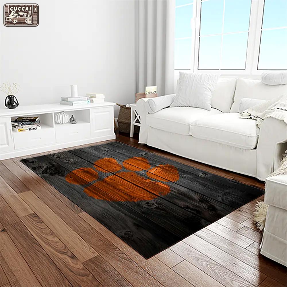 Ncaa clemson tigers college sport basketball and foolball team logo rectangle area rug ct56 Rectangle Rug