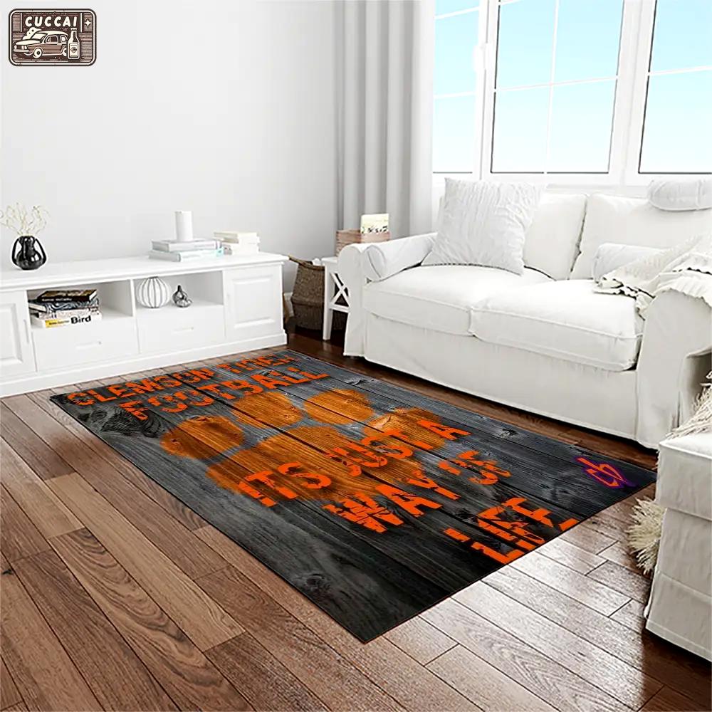 Ncaa clemson tigers college sport basketball and foolball team logo rectangle area rug ct80 Rectangle Rug
