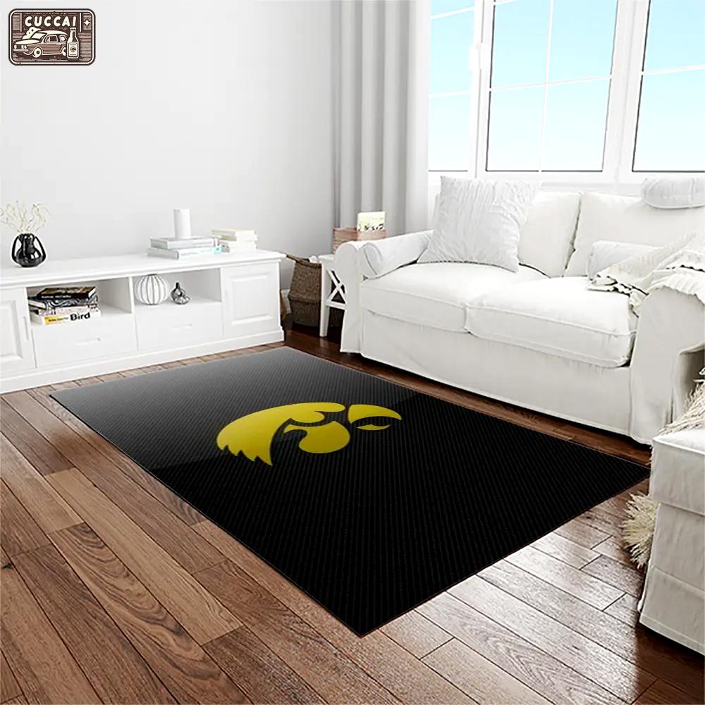 Ncaa iowa hawkeyes college sport basketball and foolball team logo rectangle area rug iwh35 Rectangle Rug