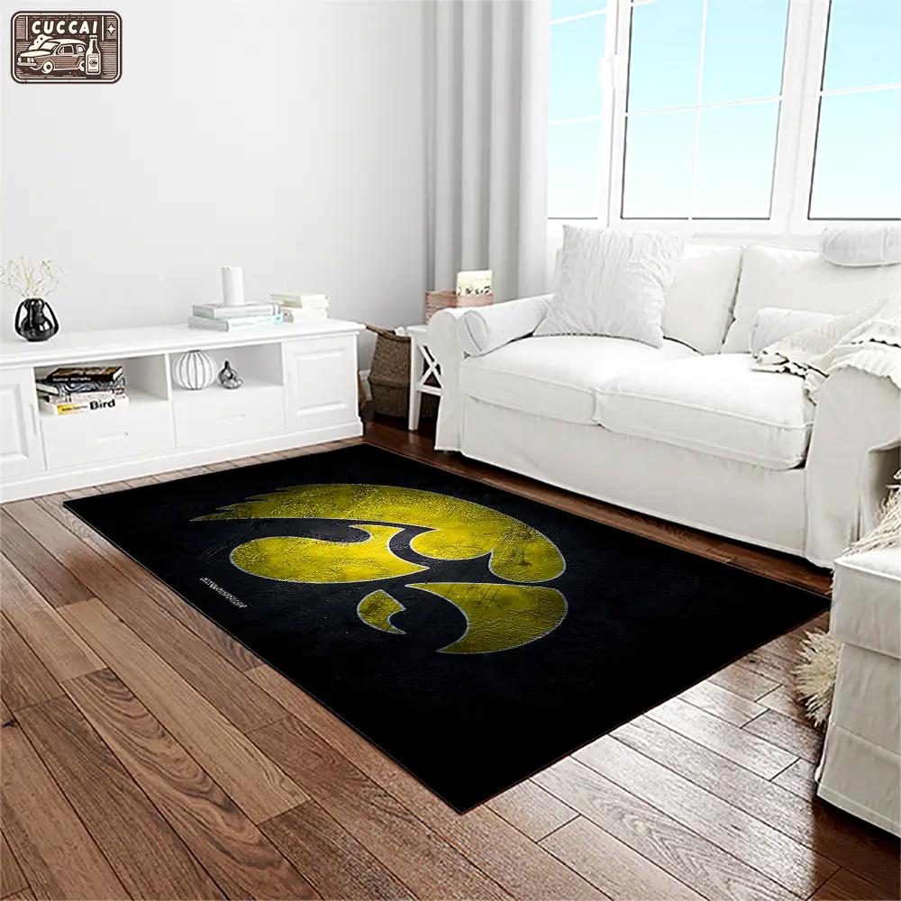 Ncaa iowa hawkeyes college sport basketball and foolball team logo rectangle area rug iwh61 Rectangle Rug