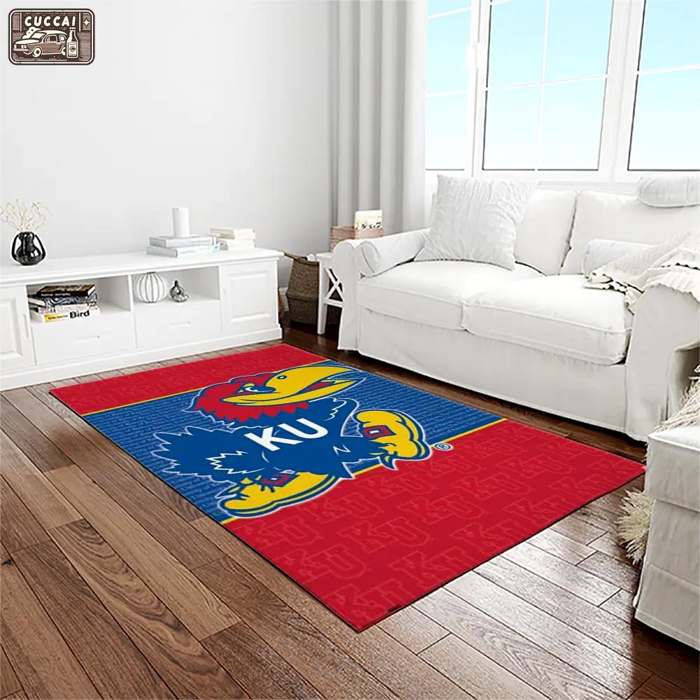 Ncaa kansas jayhawks basketball team logo rectangle area rug kj25 Rectangle Rug