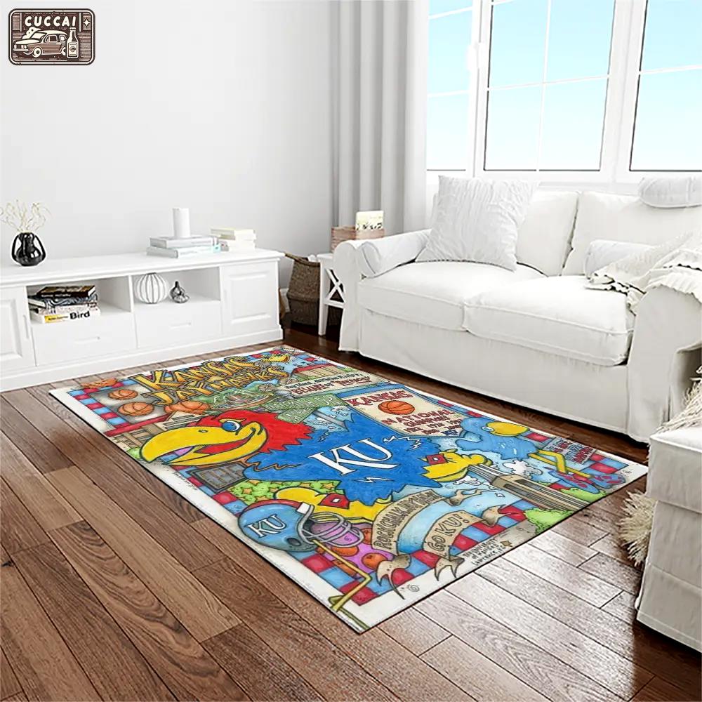 Ncaa kansas jayhawks basketball team logo rectangle area rug kj28 Rectangle Rug