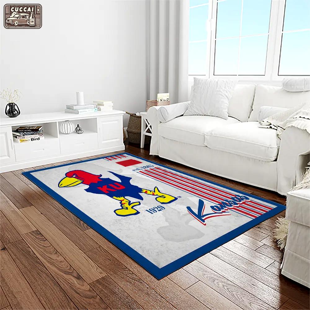 Ncaa kansas jayhawks basketball team logo rectangle area rug kj30 Rectangle Rug