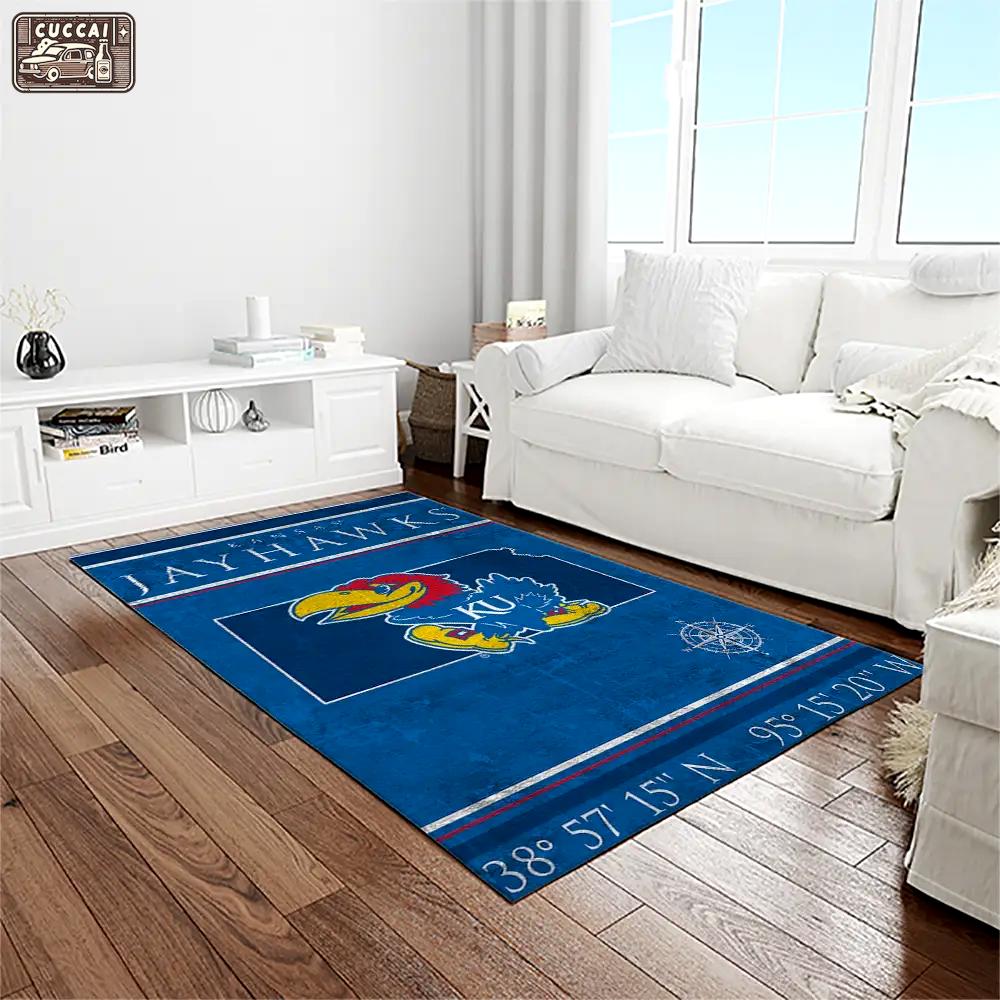 Ncaa kansas jayhawks basketball team logo rectangle area rug kj36 Rectangle Rug